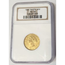 AUSTRALIA 1866 . ONE 1 SOVEREIGN . SYDNEY . GOLD . SLABBED